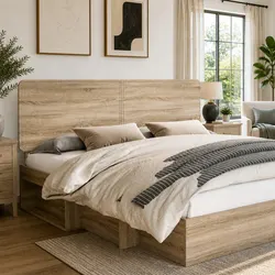 Sleek Brown Engineered Wood Headboard for Modern Bedrooms