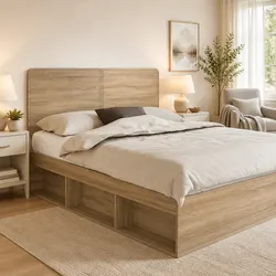 Modern Brown Engineered Wood Headboard in Sonoma Oak