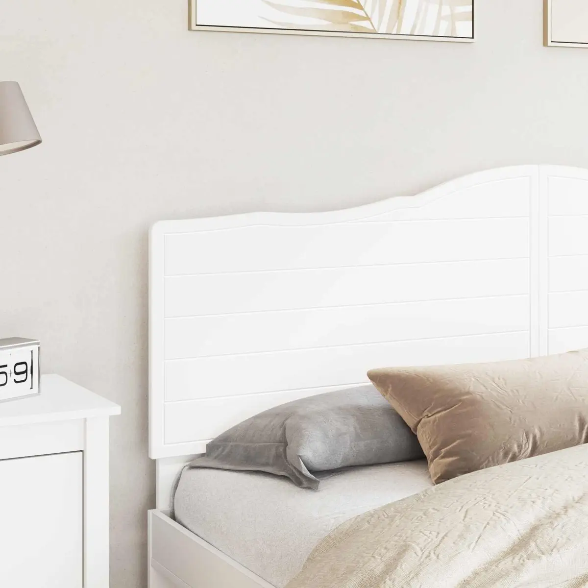 Headboard Engineered Wood Wall Mounted White Minimalist