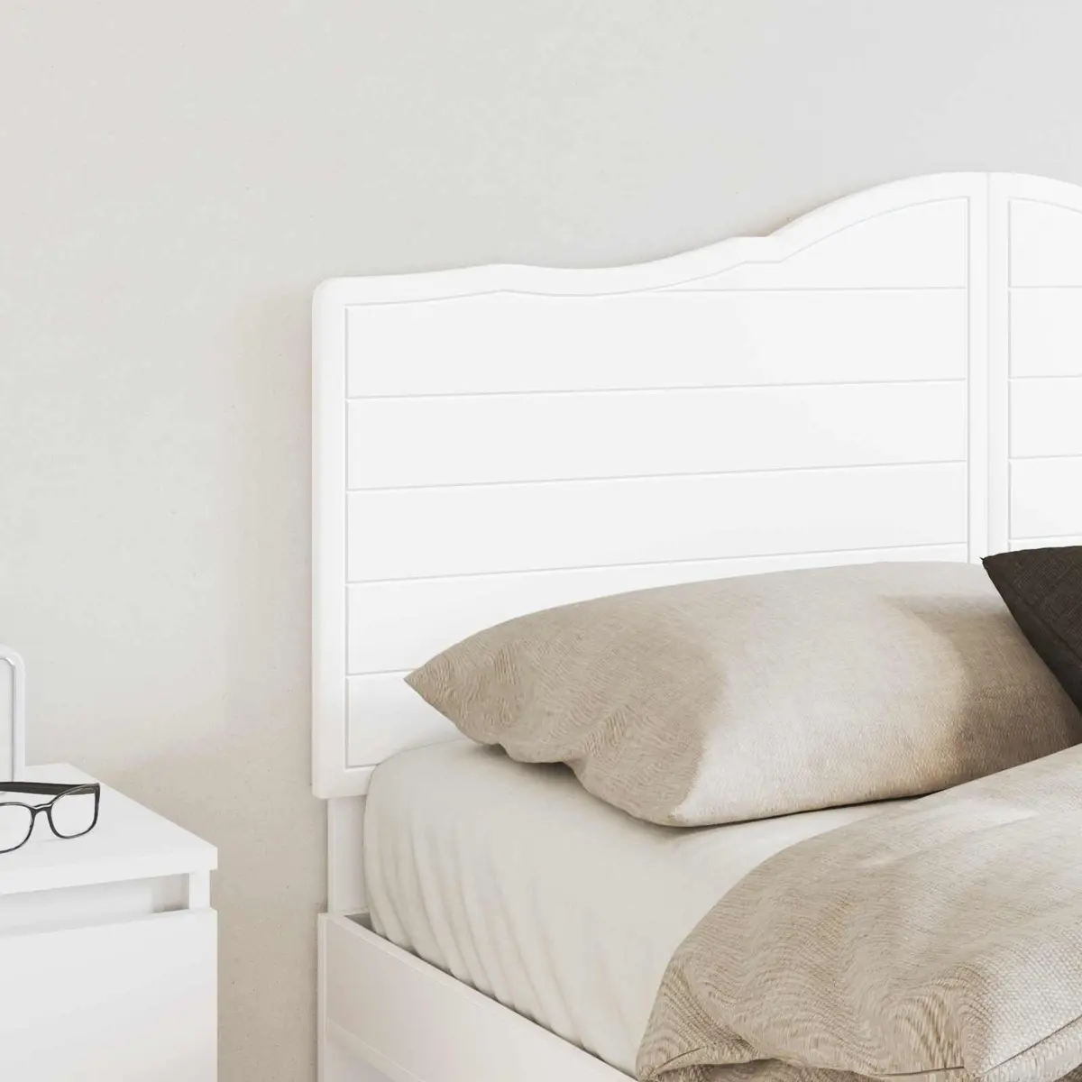 White Headboard Engineered Wood Modern Bedroom Furniture Minimalist Wall Mounted