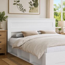 Durable White Engineered Wood Headboard for Modern Spaces