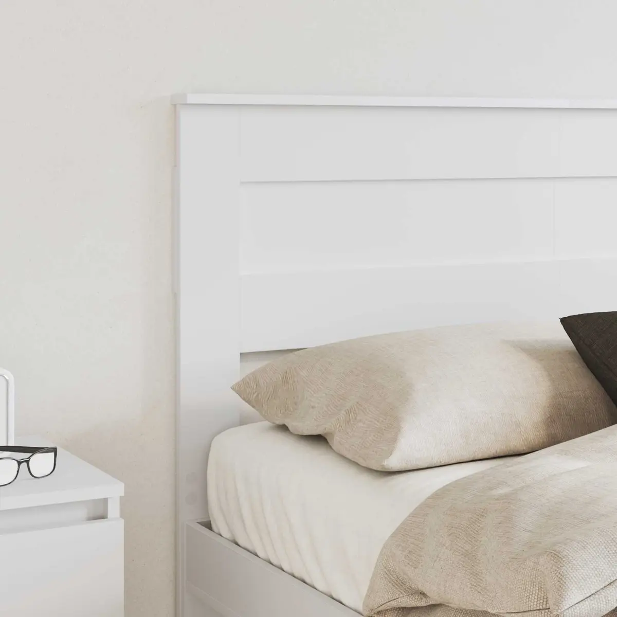 White Engineered Wood Headboard Modern Bedroom Furniture Contemporary Design