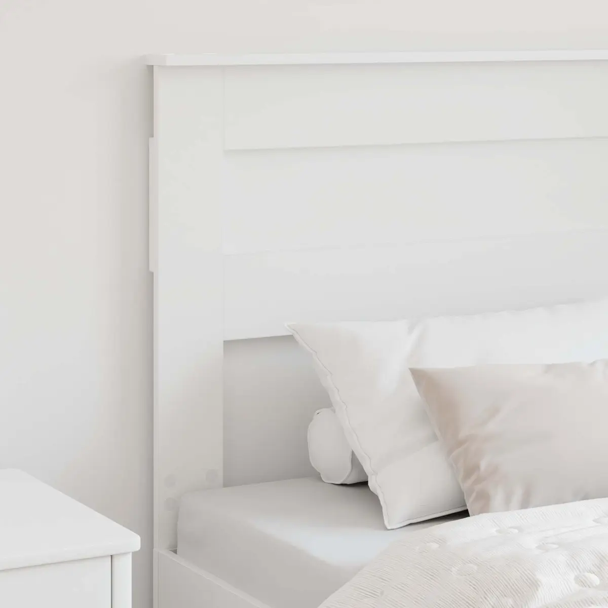 White Engineered Wood Headboard for Bedrooms