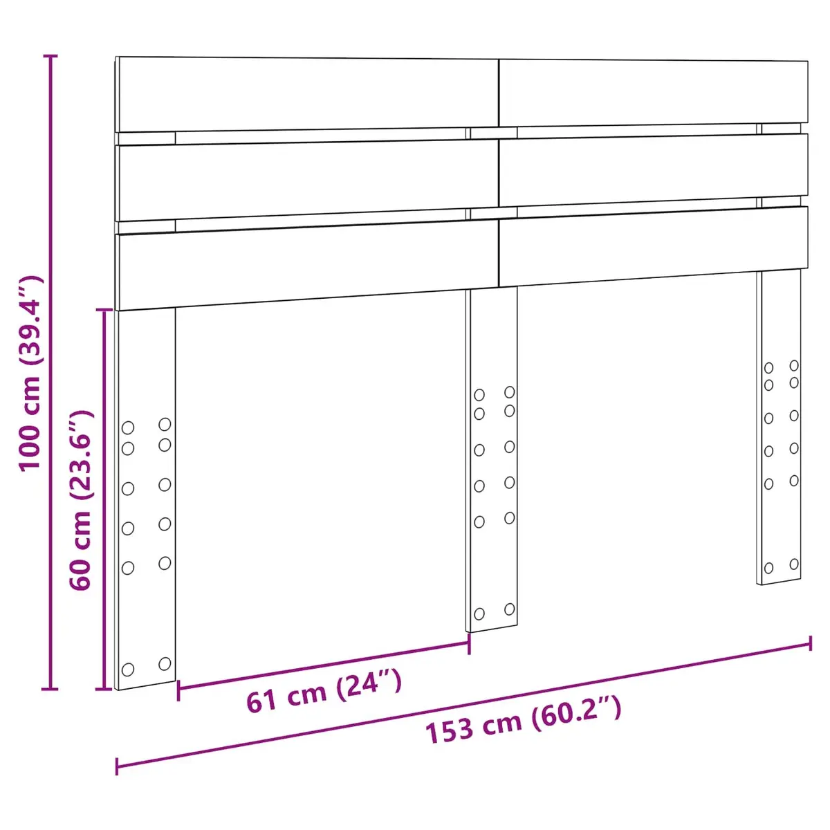 Engineered Wood Brown Rectangular Headboard