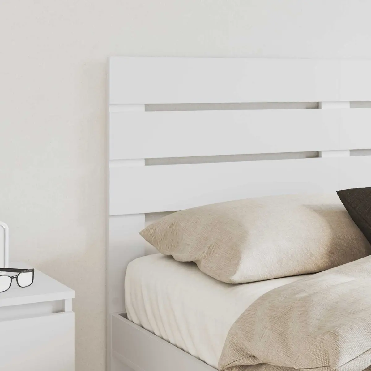 White Engineered Wood Rectangular Headboard