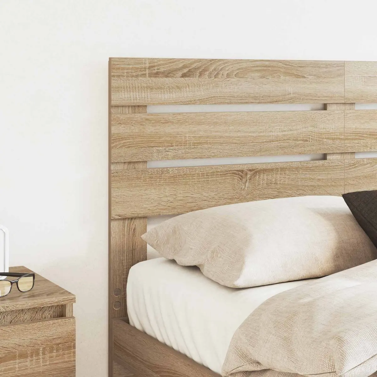 Modern Headboard Brown Engineered Wood Bedroom Furniture Rectangular Design
