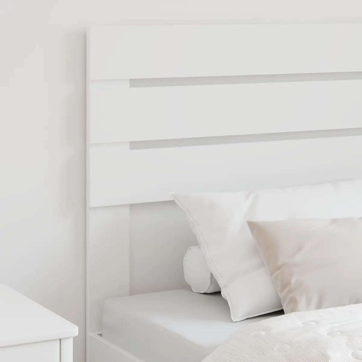 Rectangular White Headboard Engineered Wood Bedroom Décor