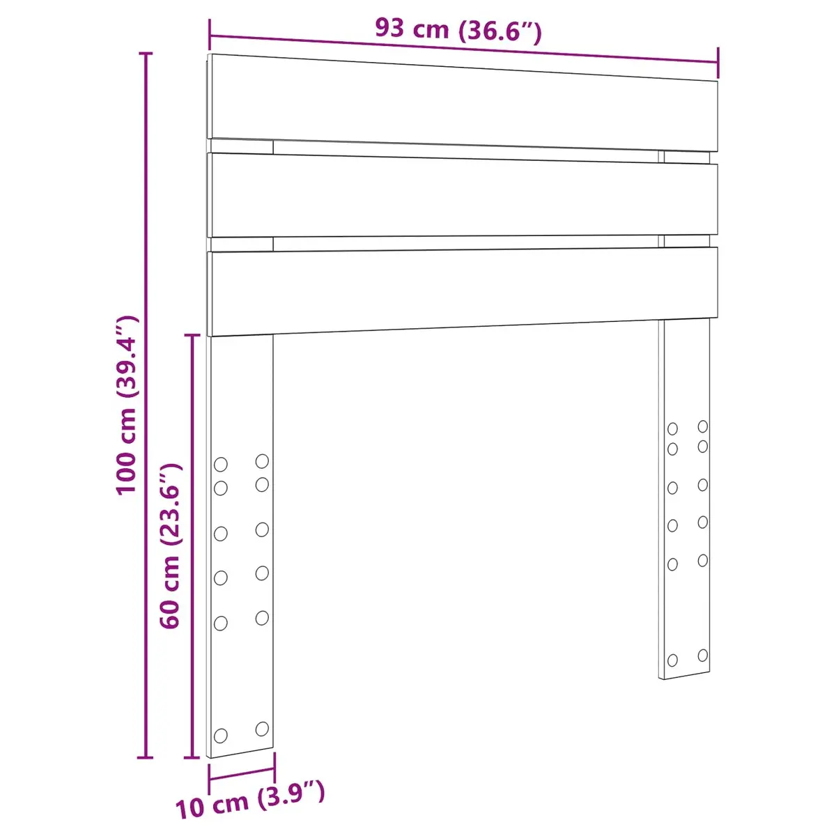 Rectangular White Headboard Engineered Wood Bedroom Décor