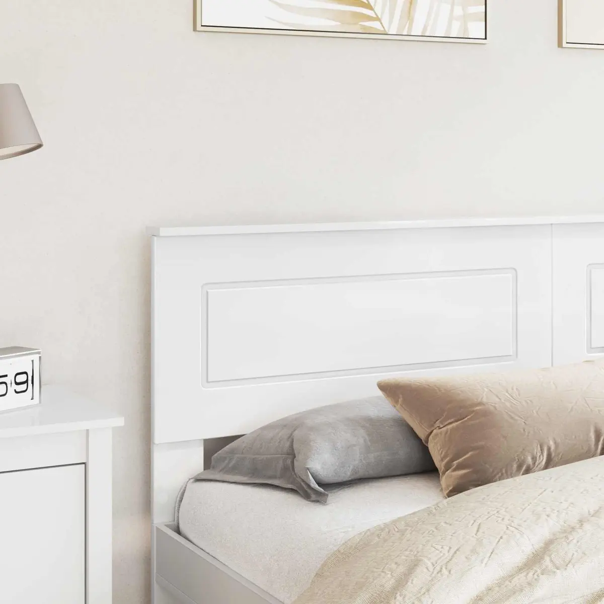 White Engineered Wood Headboard for Modern Bedrooms