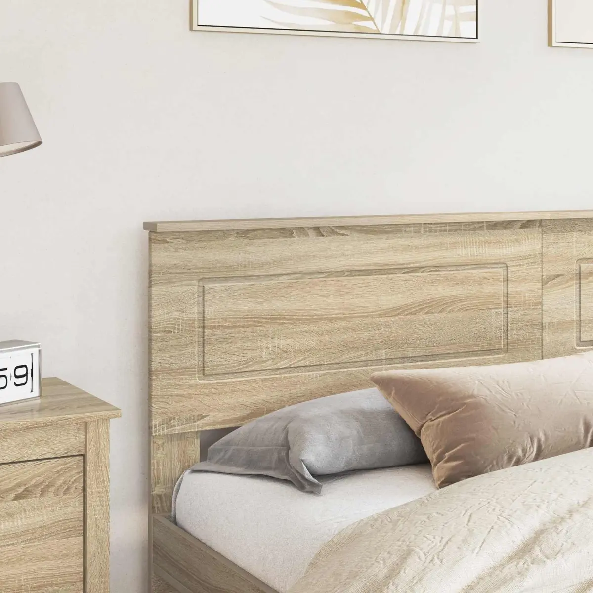 Headboard Engineered Wood Rectangular Modern Brown Sonoma Oak