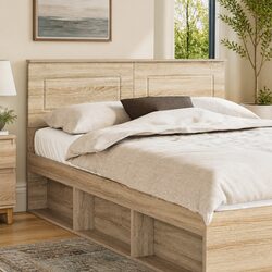 Brown Engineered Wood Headboard with Modern Design