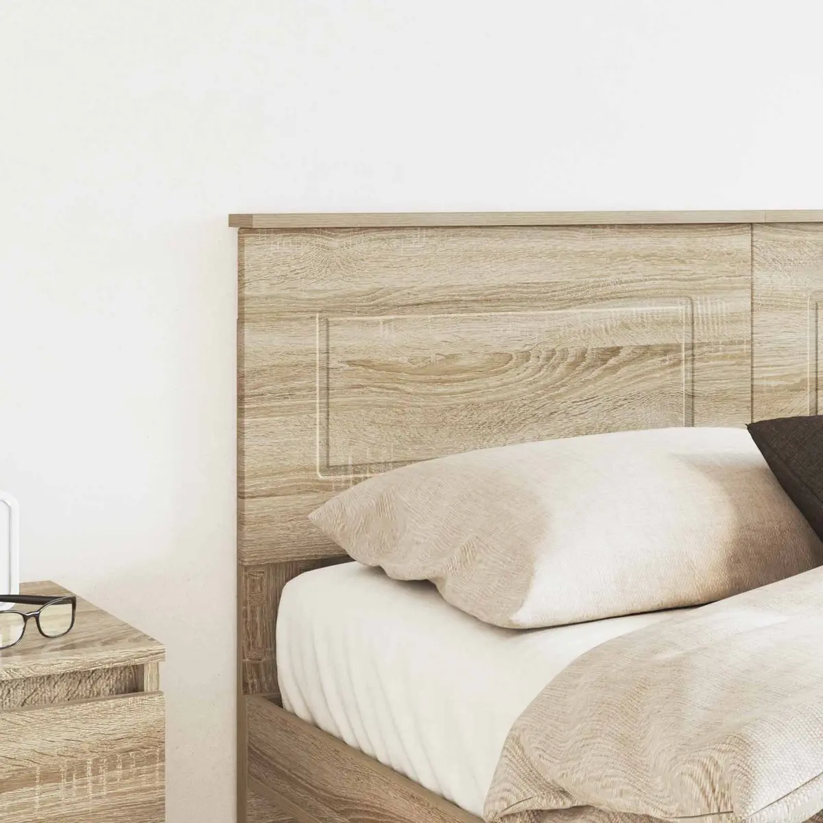 Headboard Engineered Wood Brown Bedroom Furniture Modern Rectangular Design