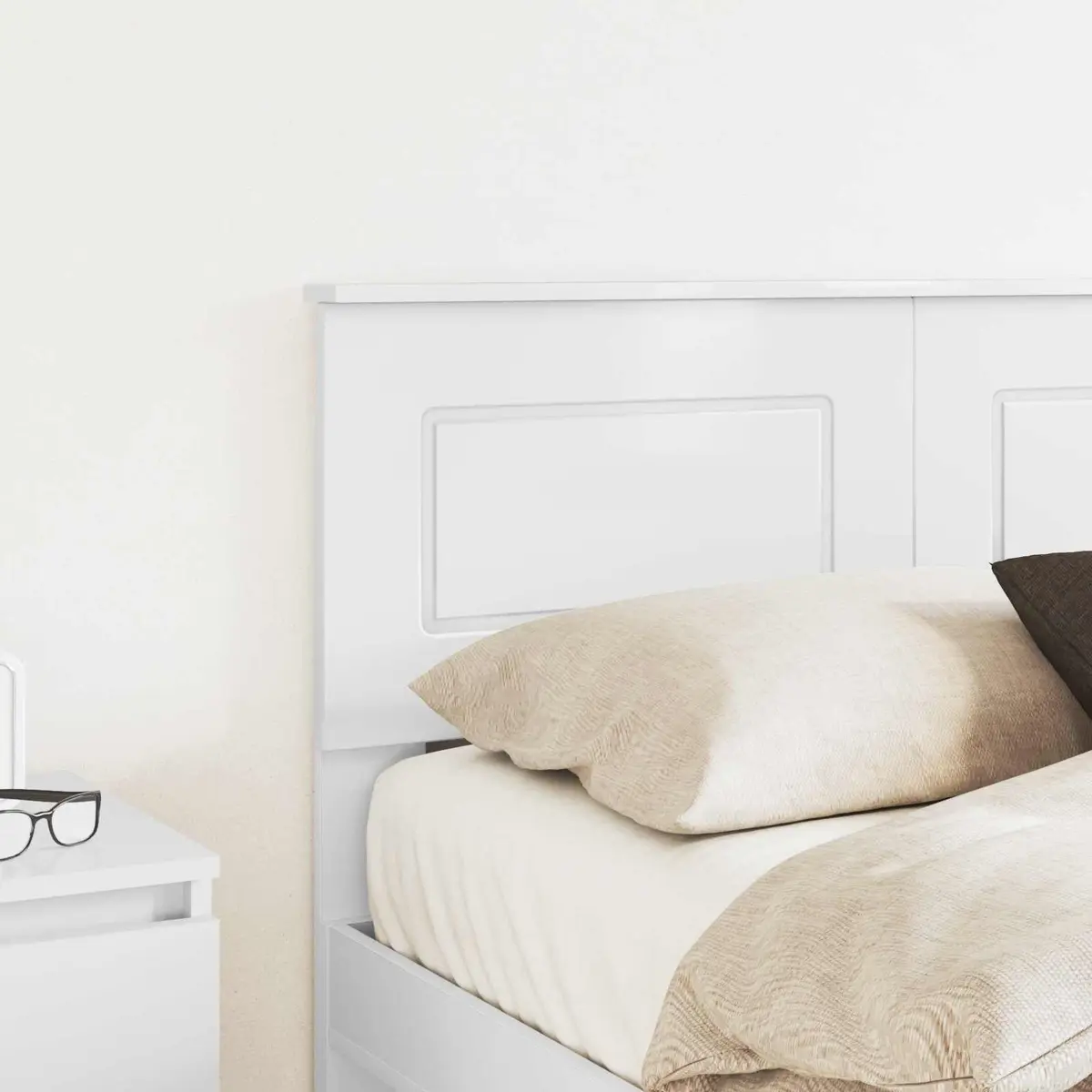 White Engineered Wood Modern Headboard for Bedrooms