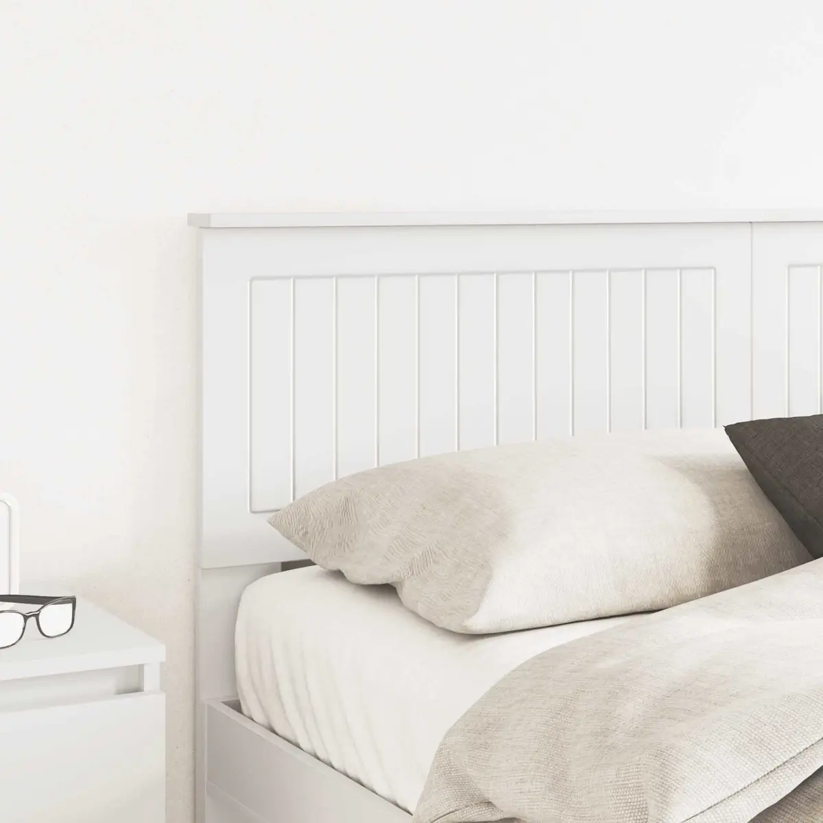 Engineered Wood Headboard White Rectangular Modern Minimalist