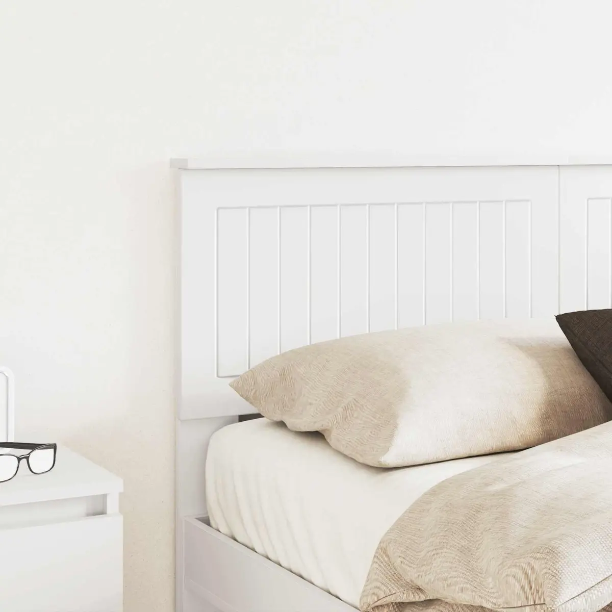 Engineered Wood Headboard White Rectangular Modern Minimalist Bedroom Furniture