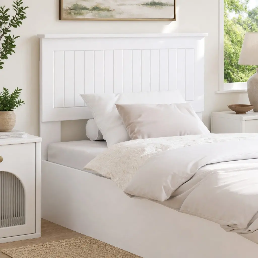 White Engineered Wood Headboard for Bedrooms