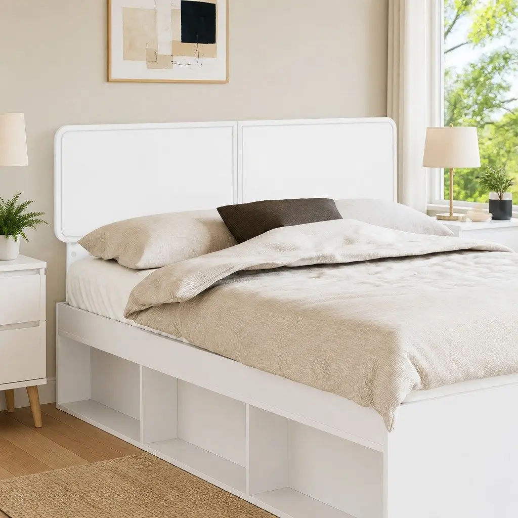 Engineered Wood White Headboard for Modern Bedrooms
