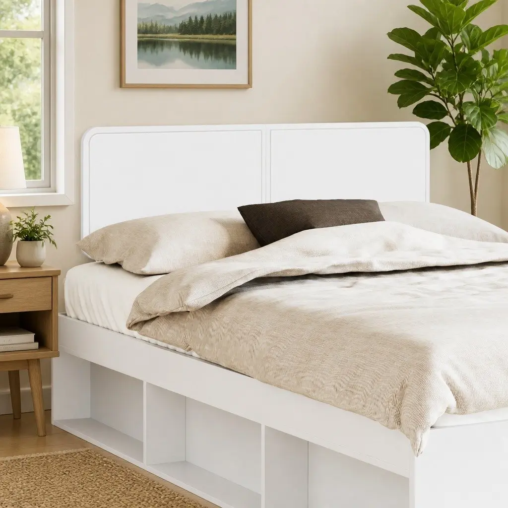 Engineered Wood Headboard Modern Minimalist White