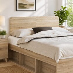 Durable Modern Brown Headboard with Engineered Wood Frame