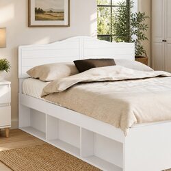 White Engineered Wood Headboard Modern Minimalist Bedroom Furniture Rectangular