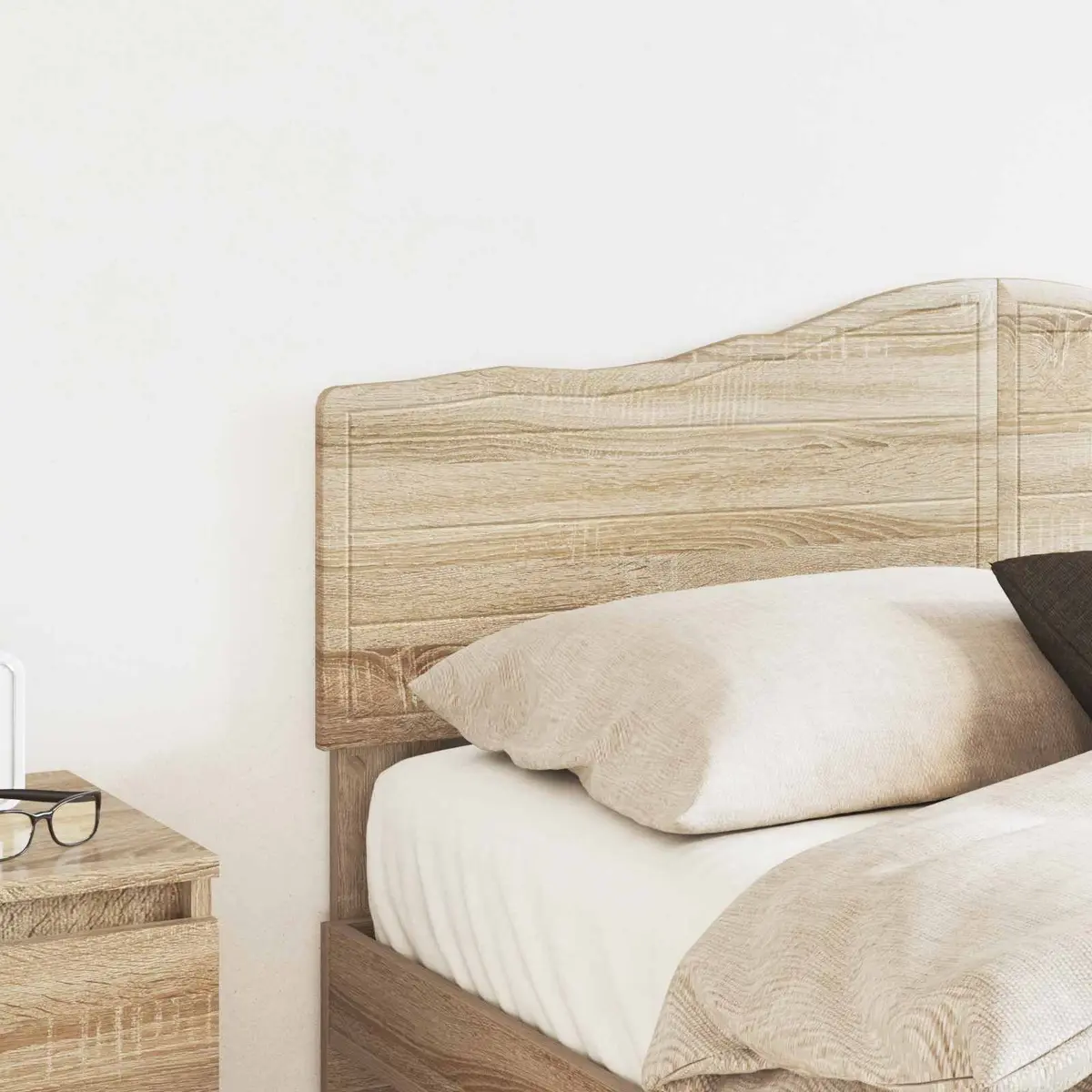 Headboard Modern Bedroom Furniture Engineered Wood Brown Rectangular Design