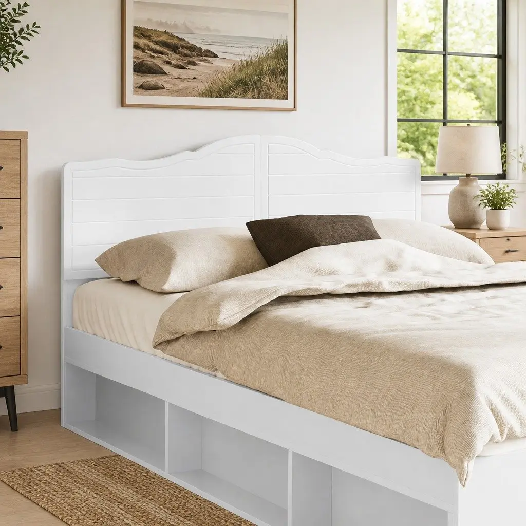 Minimalist White Engineered Wood Headboard