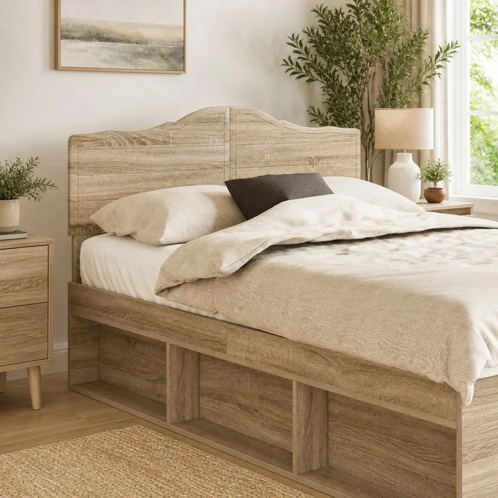 Brown Rectangle Headboard in Engineered Wood
