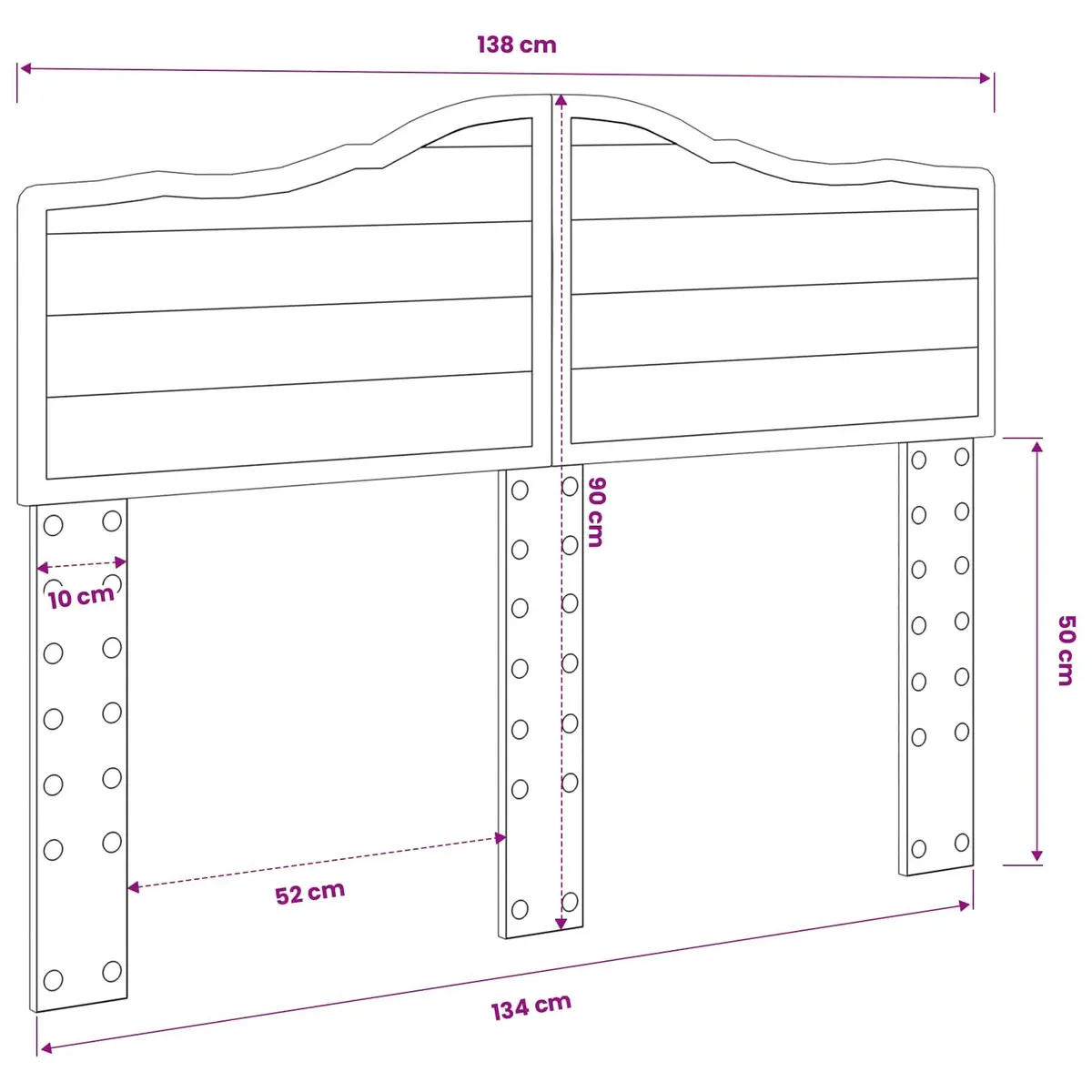 Brown Rectangle Headboard in Engineered Wood