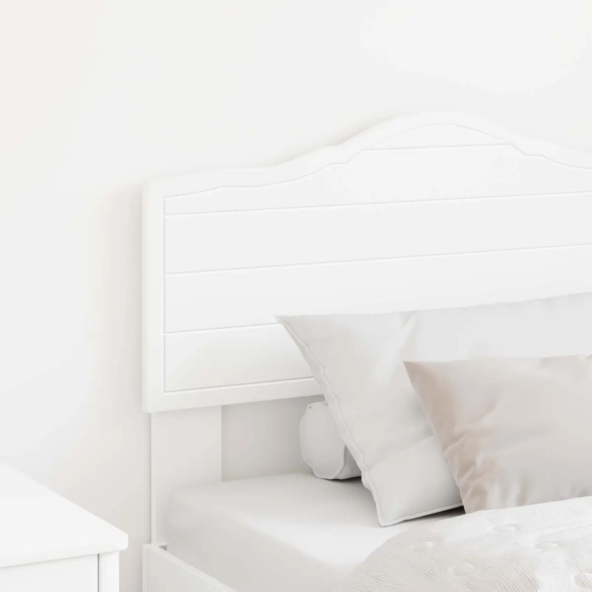 White Engineered Wood Headboard for Modern Bedrooms