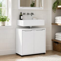 Bathroom Basin Cabinet White Vanity Unit Modern Engineered Wood Storage