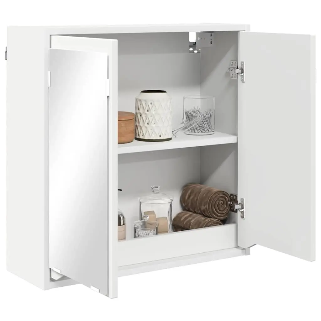 White Wall-Mounted Bathroom Mirror Cabinet