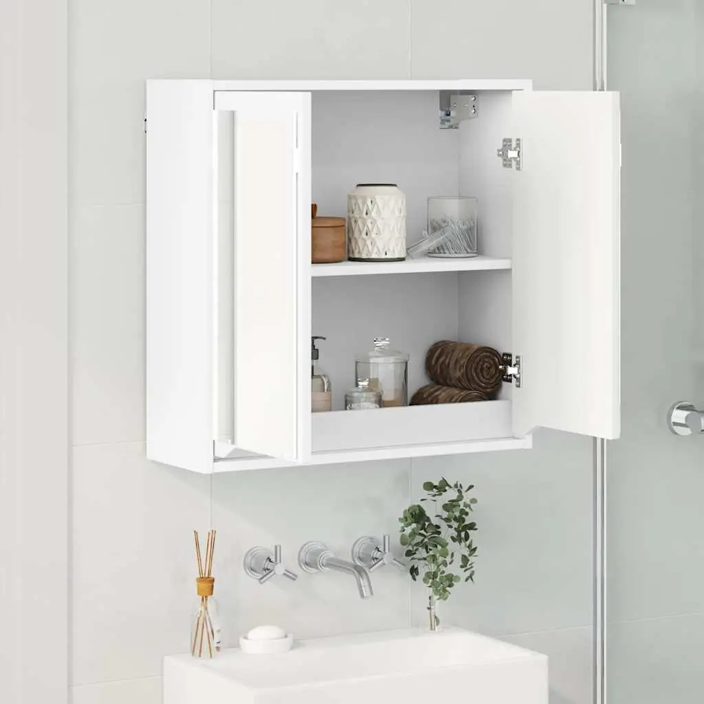 White Wall-Mounted Bathroom Mirror Cabinet