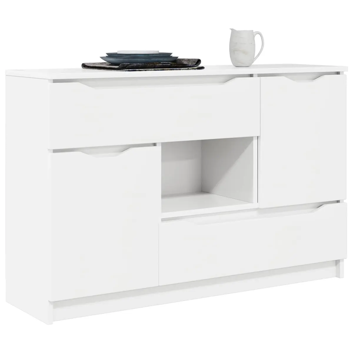Rectangular White Sideboard Storage Cabinet