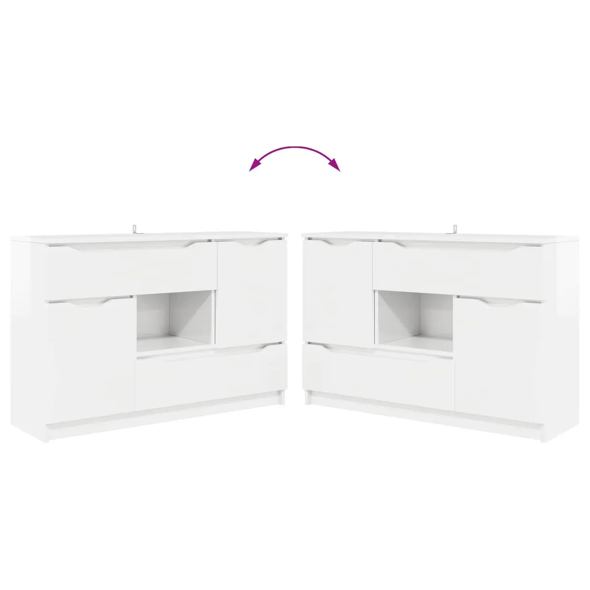 Sideboard Engineered Wood 100W x 30D x 65.6H cm High Gloss White