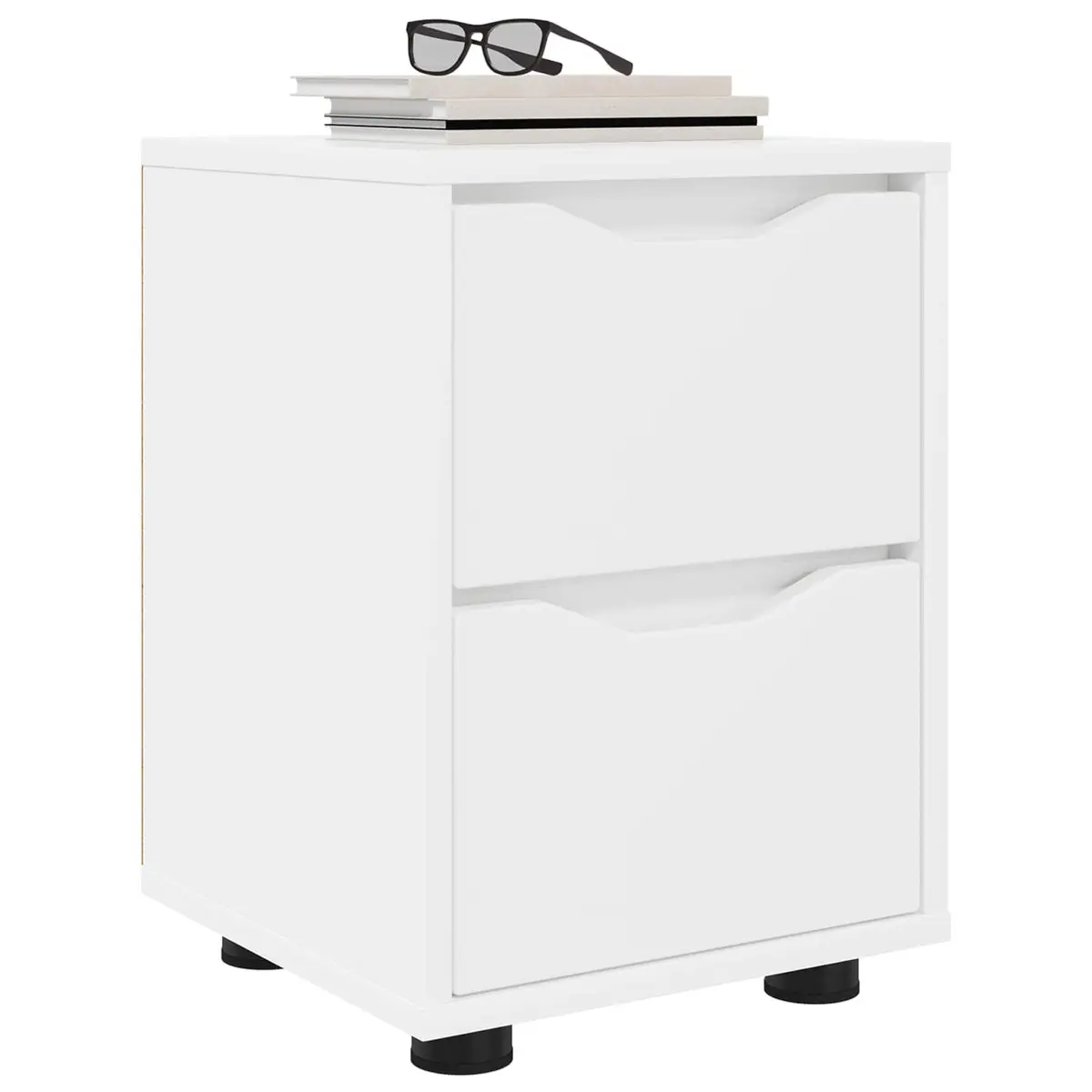 Bedside Table Modern White Engineered Wood Nightstand Bedroom Storage Drawer