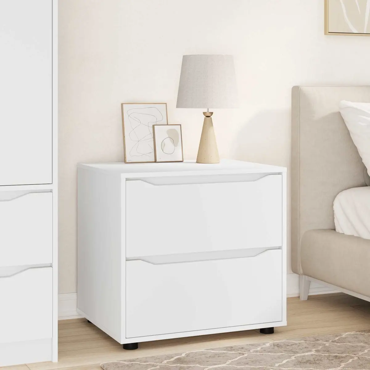 Storage Cabinet White 60x48x57cm Engineered Wood Bedroom Living Room Drawer