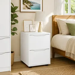 Engineered Wood White Storage Cabinet with Drawers 40 x 48 x 57 cm
