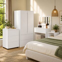 Stylish White Storage Cabinet 60x48x81cm Engineered Wood