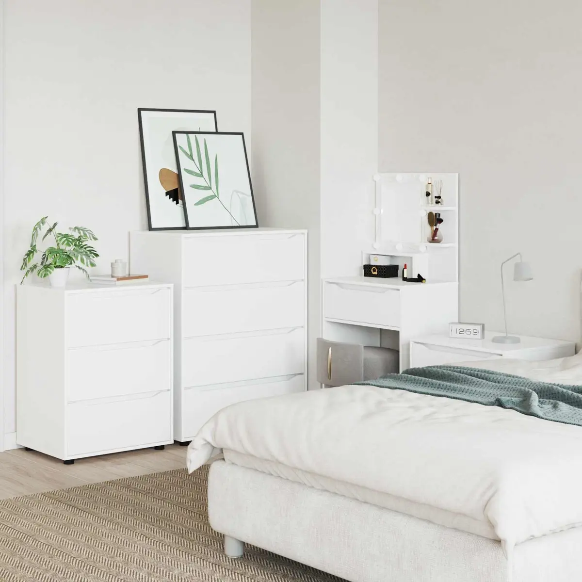 White Storage Cabinet 60x48x81cm Engineered Wood