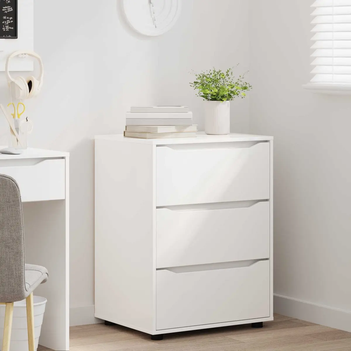 White Storage Cabinet 60x48x81cm Engineered Wood