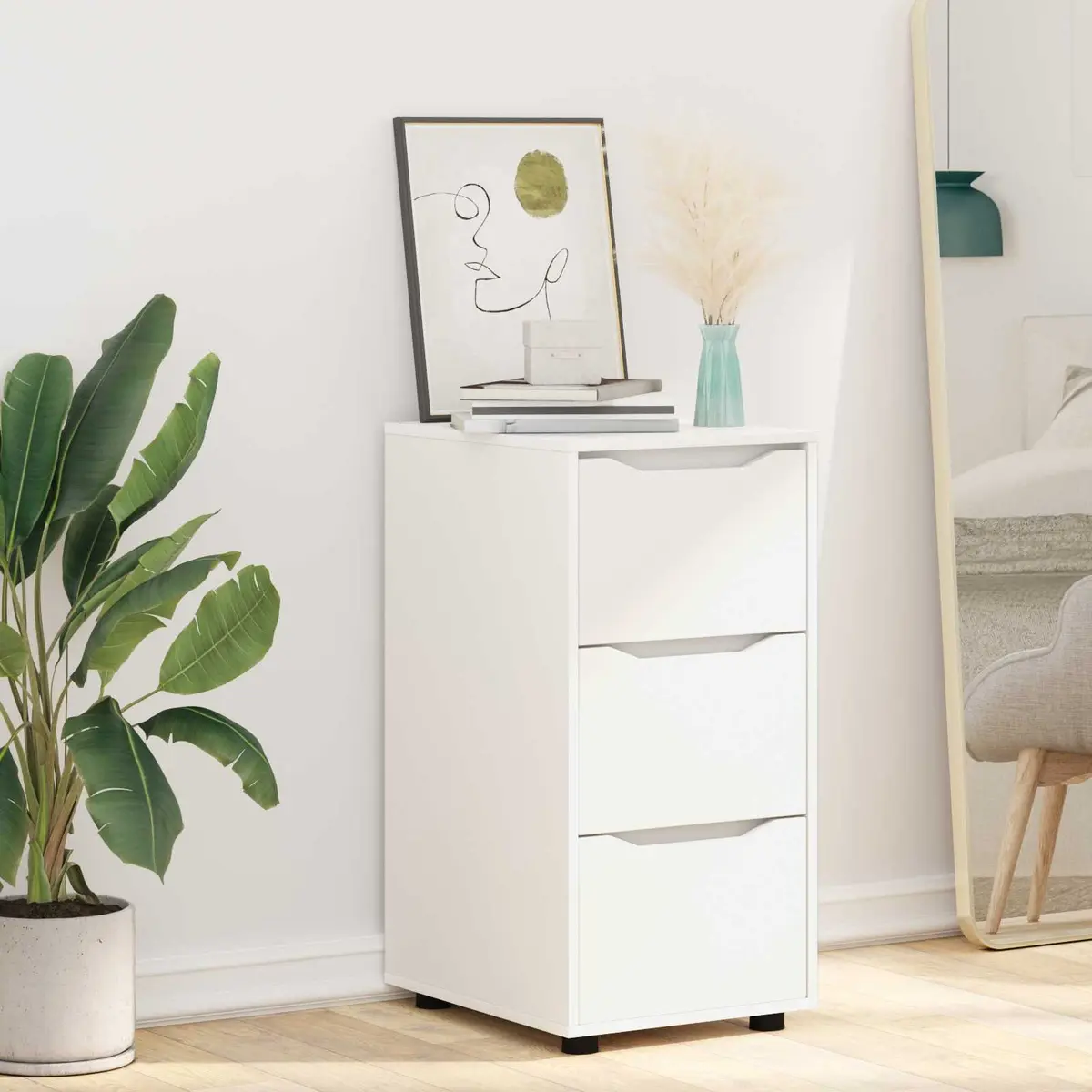 Engineered Wood Storage Cabinet in White