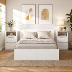 Durable White Bedside Tables 40 x 30 x 46 cm - 2 Pcs
