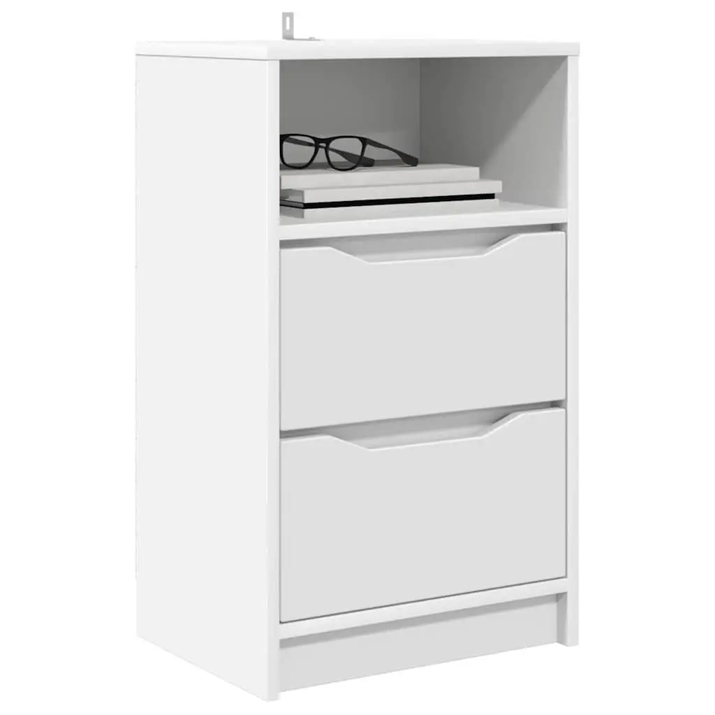 Bedside Table 2 pcs White 40 x 30 x 46 cm Storage Nightstand Engineered Wood