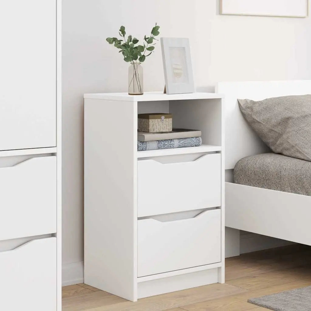 Bedside Table 2 pcs White 40 x 30 x 46 cm Storage Nightstand Engineered Wood