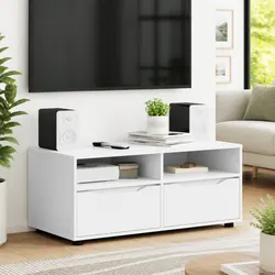 Durable White TV Cabinet with Drawer for Modern Living