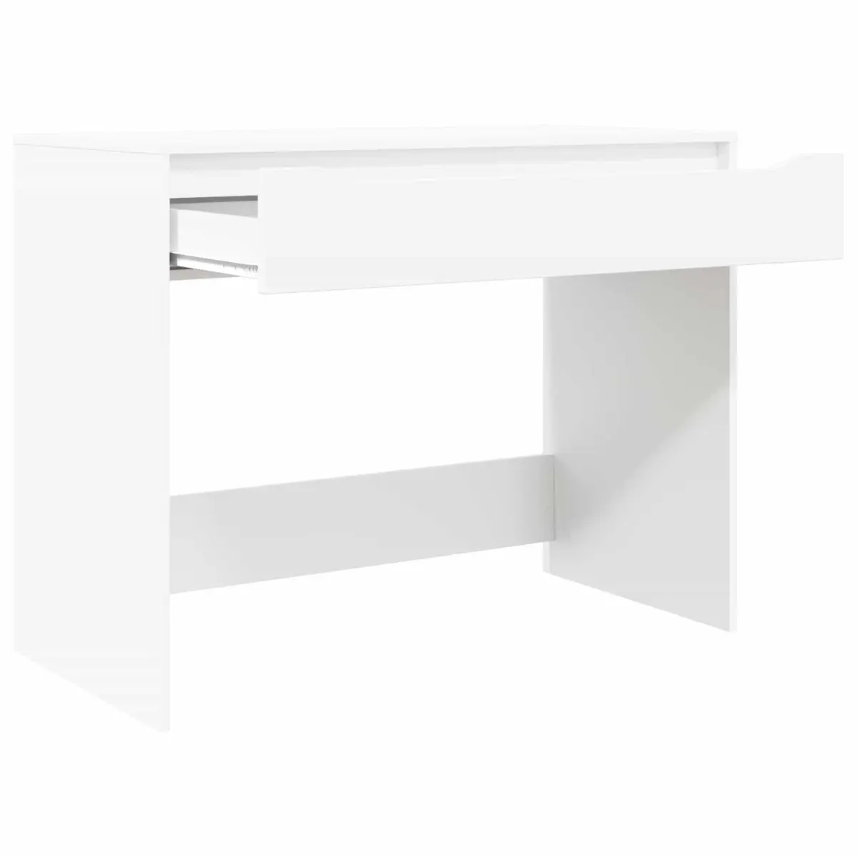 White Engineered Wood Desk with Integrated Drawer