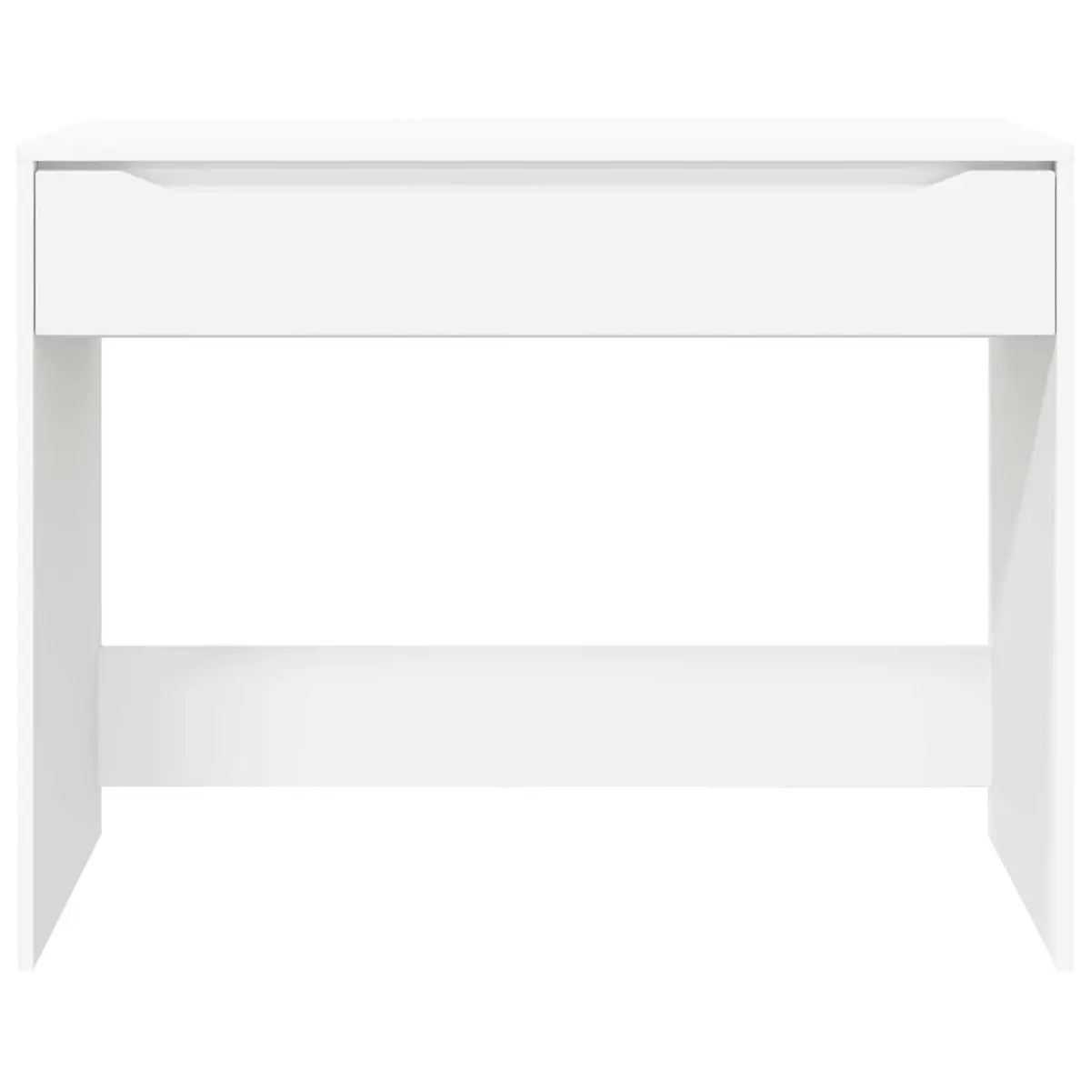 White Engineered Wood Desk with Integrated Drawer