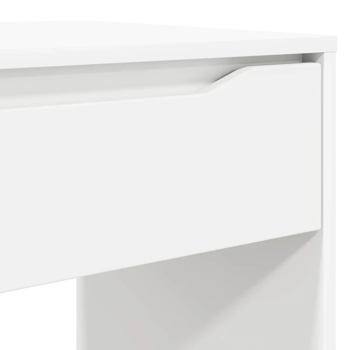 White Engineered Wood Desk with Integrated Drawer