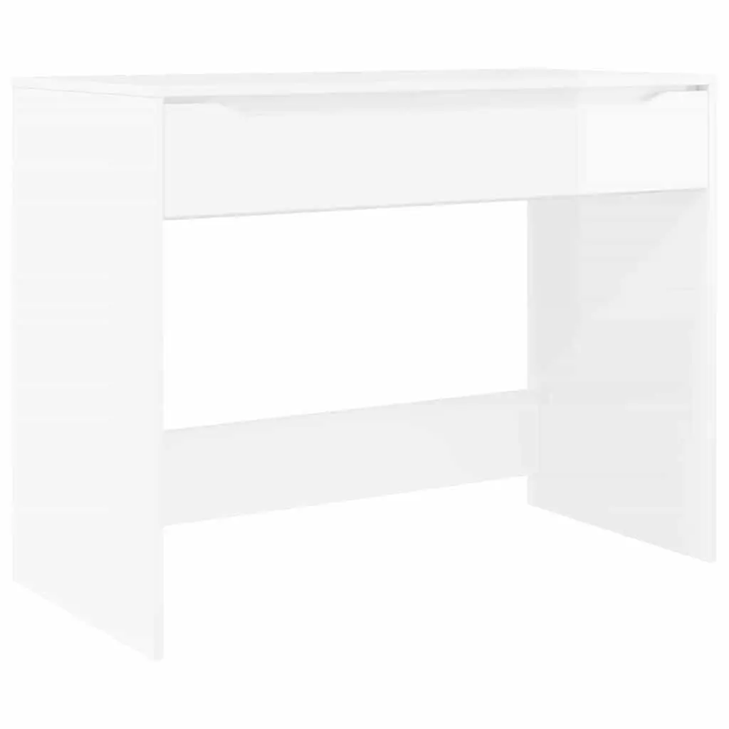High Gloss White Engineered Wood Desk for Office