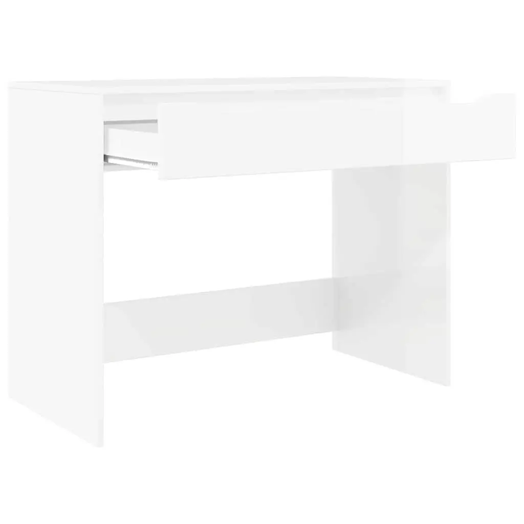 High Gloss White Engineered Wood Desk for Office